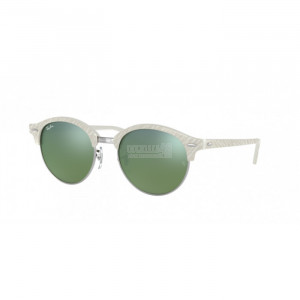 Occhiale da Sole Ray-Ban 0RB4246 CLUBROUND - TOP WRINKLED WHITE ON WHITE 988/2X