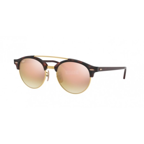 Occhiale da Sole Ray-Ban 0RB4346 CLUBROUND DOUBLEBRIDGE - SHINY RED HAVANA 990/7O